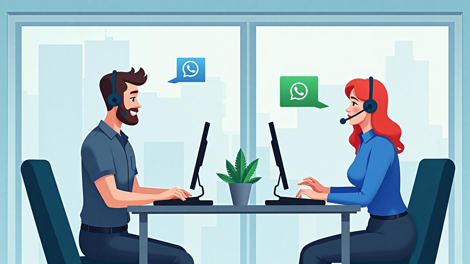 Equipe colaborando no atendimento via WhatsApp